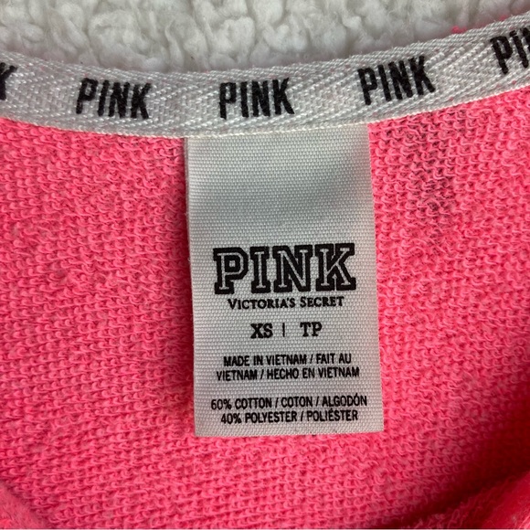 PINK Victoria’s Secret graphic sweatshirt with "Pink" print and palm trees Sz XS - Picture 6 of 16